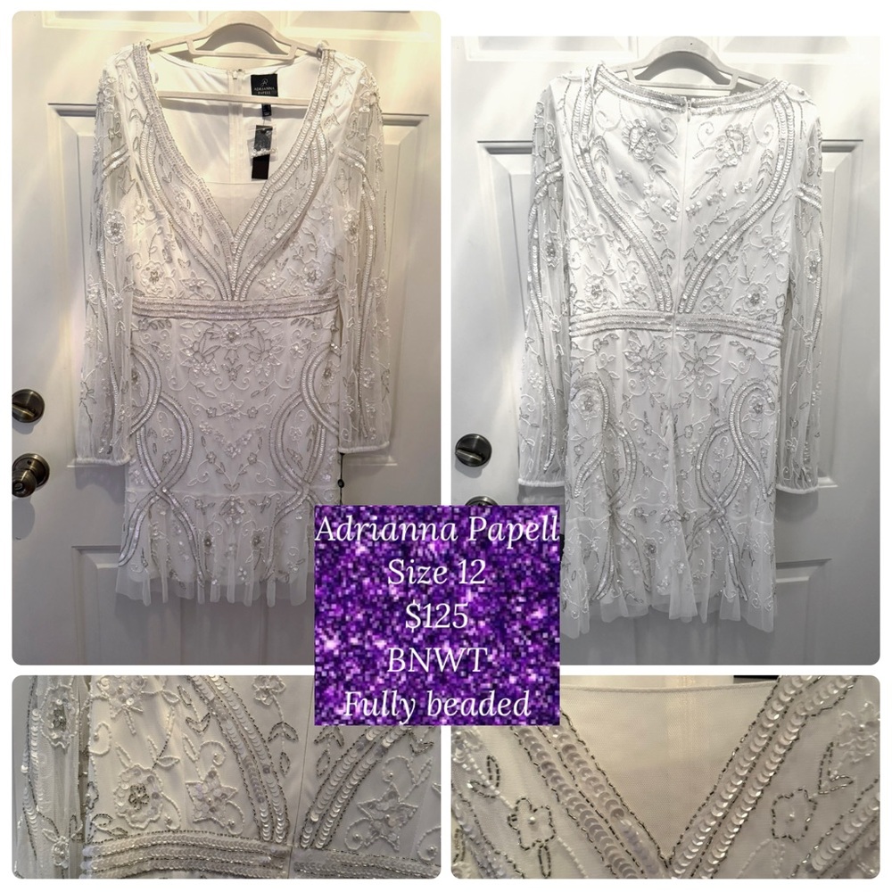 Adrianna Papell Ivory Beaded Gown